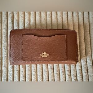 Coach Tan Wallet with Gold Logo